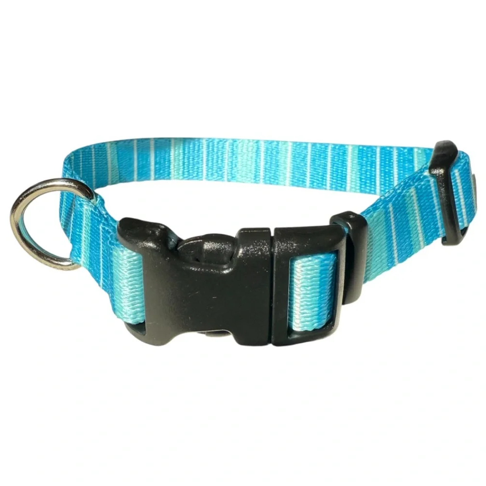 Preppy Blue Striped Adjustable Small Dog Pup Collar Chihuahua Terrier Dachshund